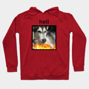 Husky Squinting Simple Hell Fire Square Hoodie